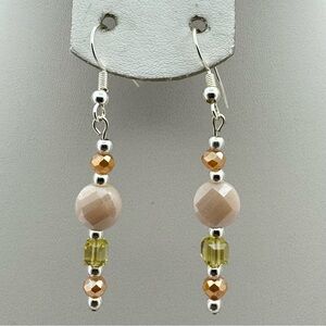 Faceted Gemstone Drop Earrings in Soft Neutrals & Citrine Tones